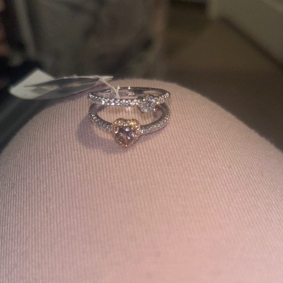 Elegant Silver and Gold Heart Ring Set (Micheal    Kors) - Picture 1 of 3